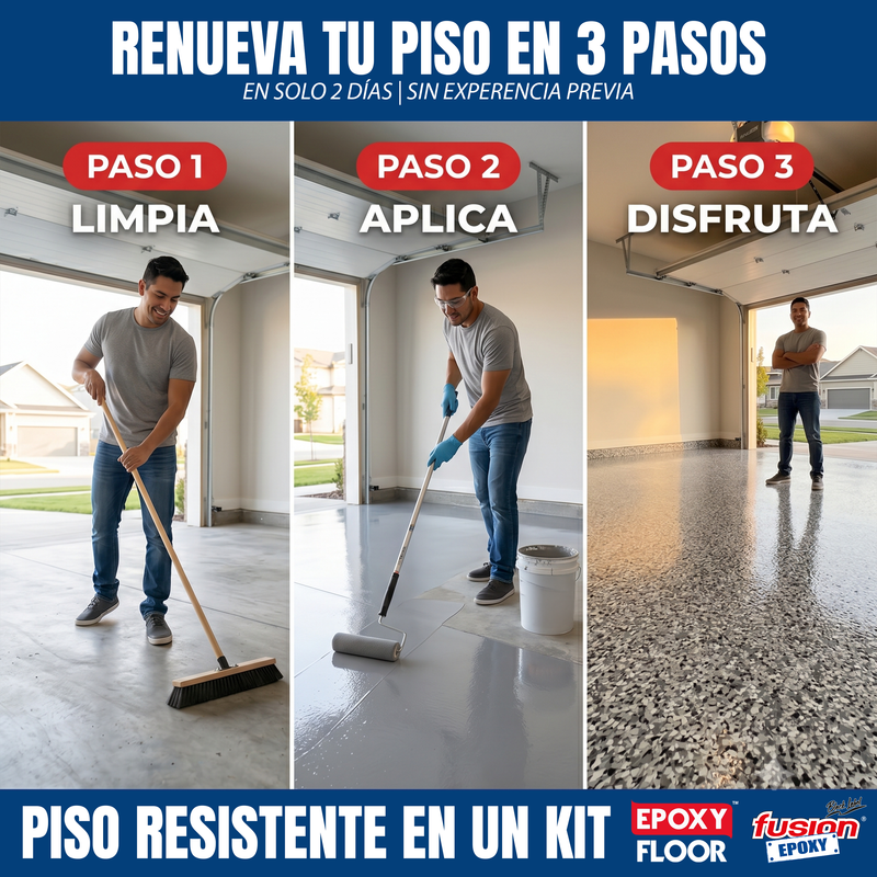Ventajas del Kit de Piso Epóxico Fácil Epoxy Floor para recubrir pisos, imagen informativa 3 de 4