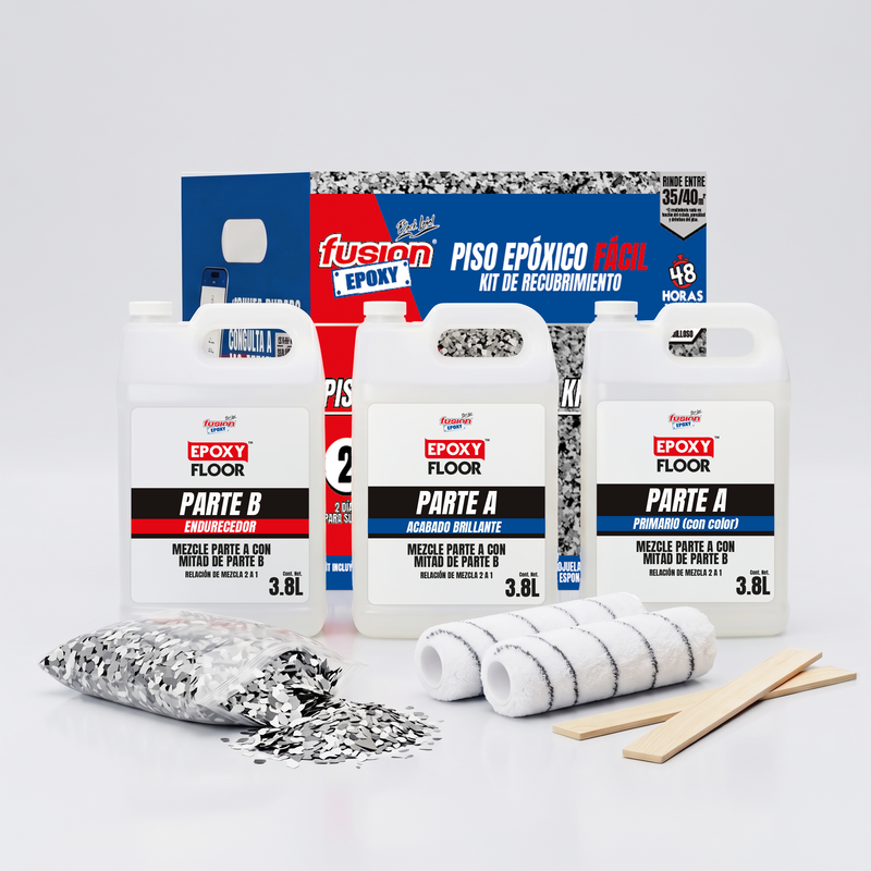 Kit de Piso Epóxico Fácil Epoxy Floor, recubrimiento epóxico de piso completo listo para aplicar
